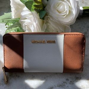 Michael Kors Beige & White Stripe Wallet